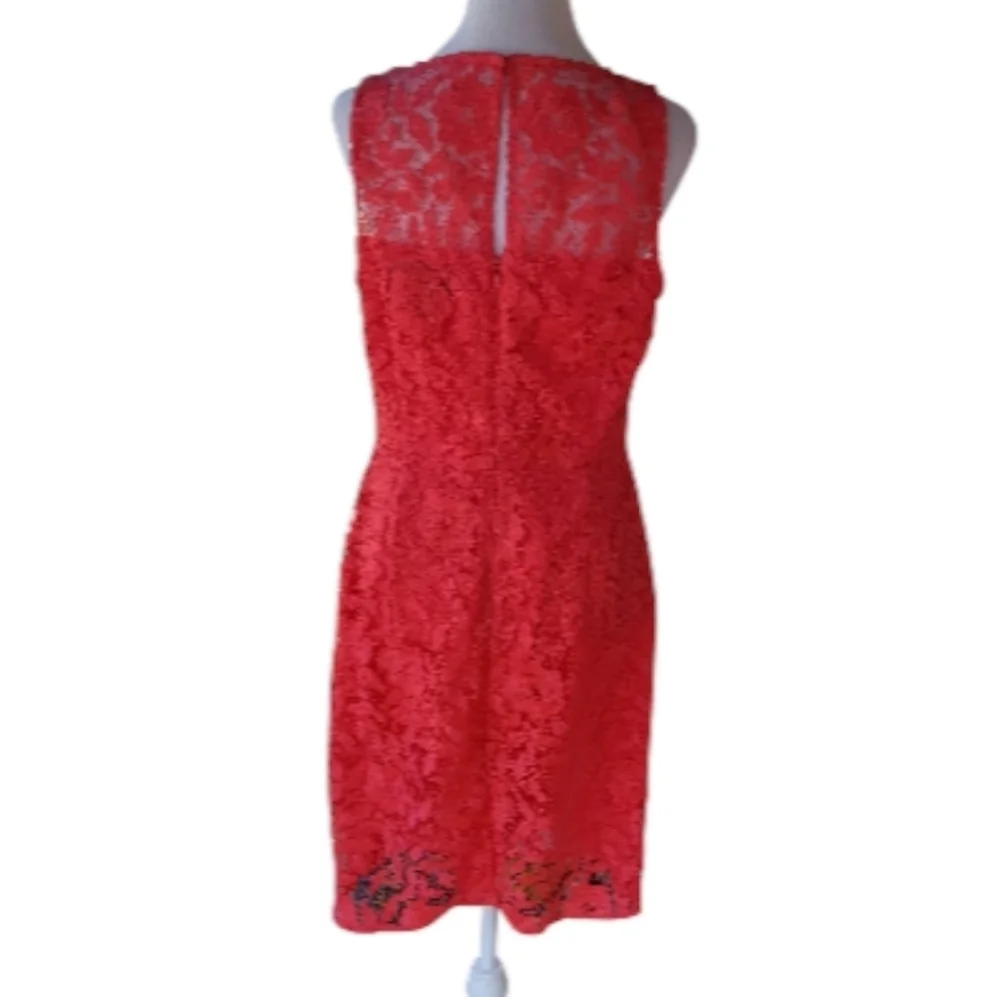 J. Crew Collection Poppy Coral Color Lace Sheath Dress Knee Length Size 8
